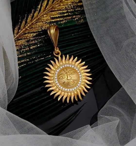 Designer Sun Pendant For Men's Gold Plated Collection