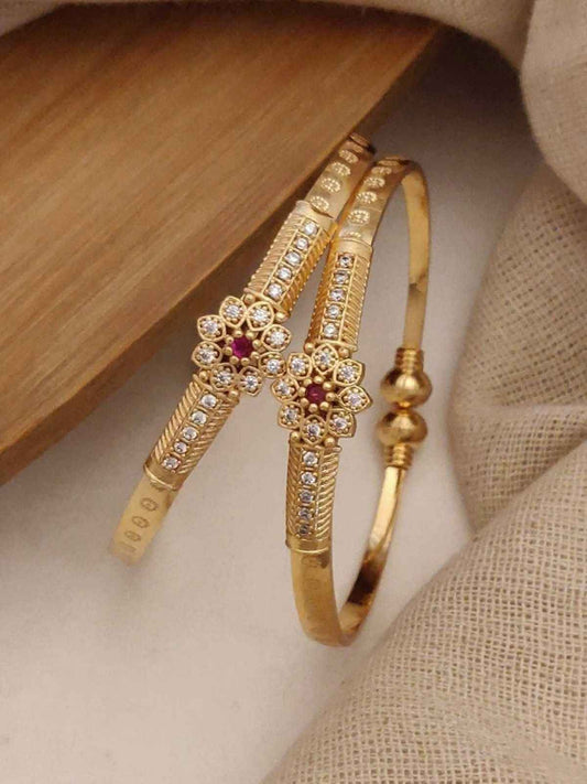 Designer Gold Plated Adjustable Free Size Bangles For Women's