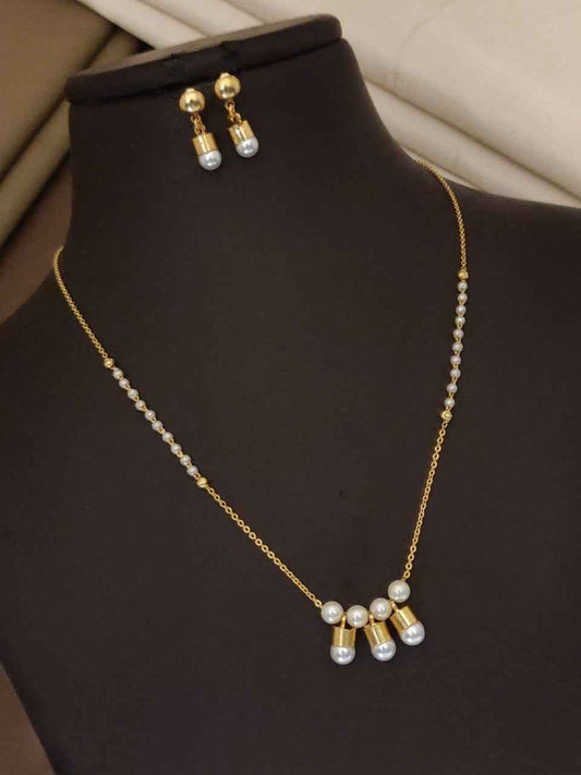 Designer Pearl Fancy Chain Dokiya Gold Plated Neckpiece