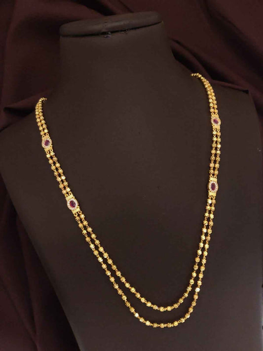 Designer Gold Plated Daily Wear Women's Double Line Chain
